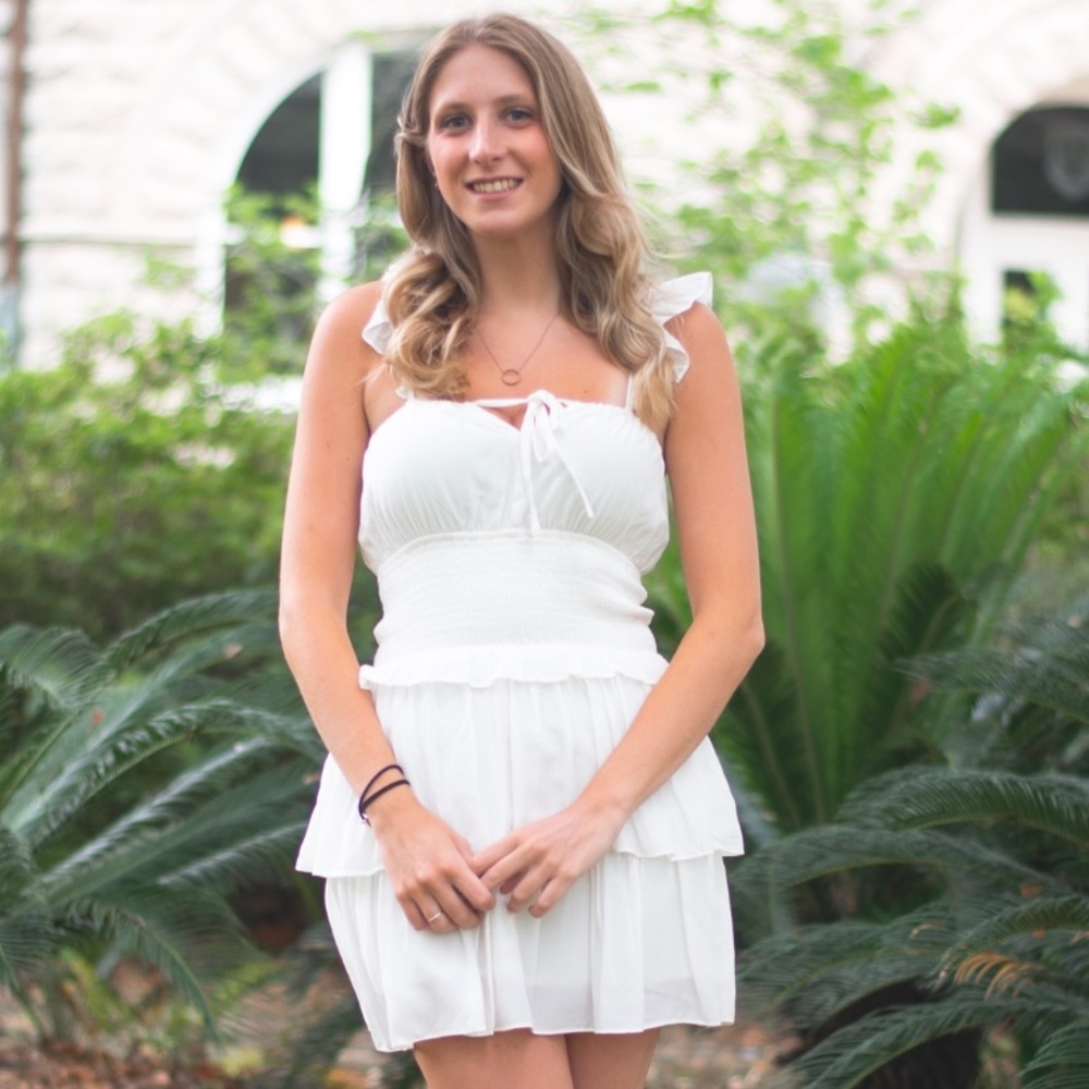 White Mini Graduation Dress